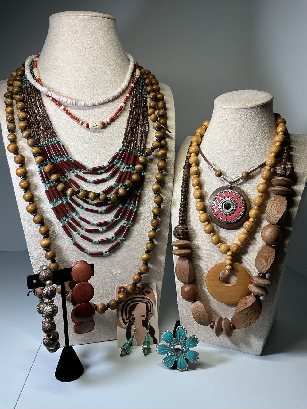 Plunder and Unknown Boho Multi-Strand Wooden and Bead Set